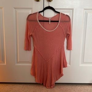 Free People Pink Knit Tunic Top